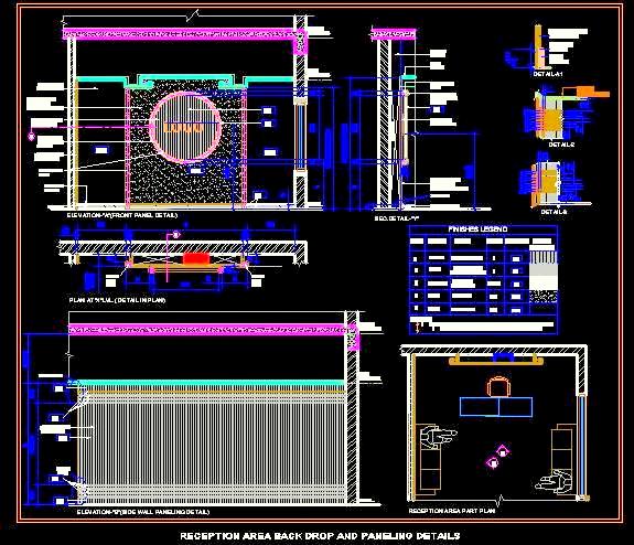 Office Reception Design DWG- Modern Backdrop & Cove Lights